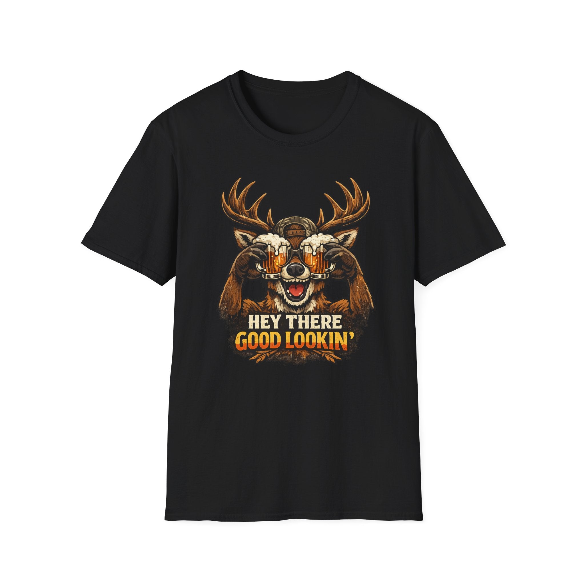 Funny Deer T-Shirt — 'Hey There Good Lookin'' Beer Goggles Graphic Tee