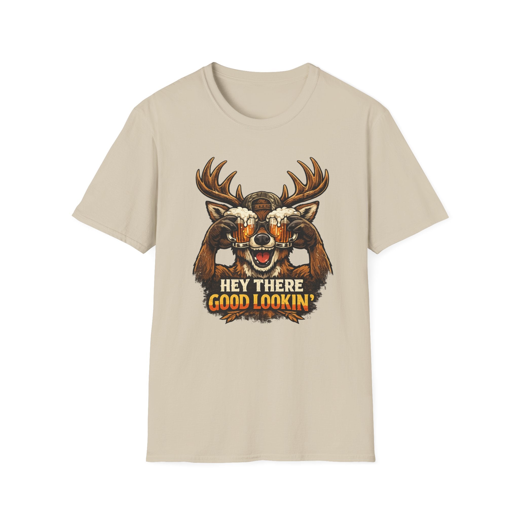 Funny Deer T-Shirt — 'Hey There Good Lookin'' Beer Goggles Graphic Tee